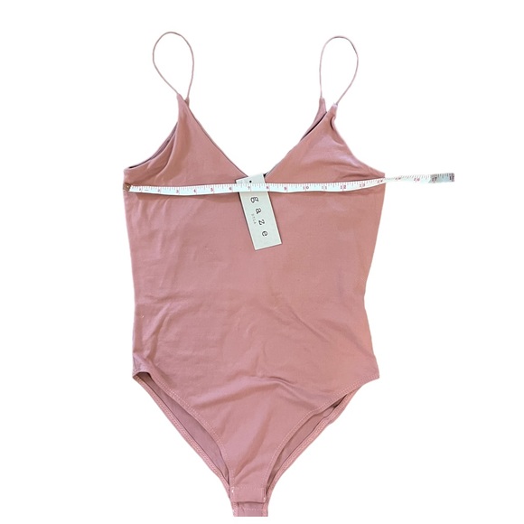 NWT Mauve Dusty Pink Soft V-Neck Low Back Thin Strap Strappy Lined Bodysuit - Picture 10 of 13
